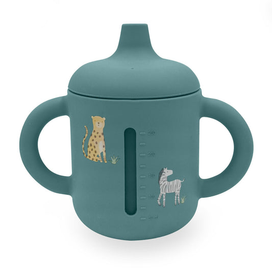 100% Silicone Sippy Cup - Teal/Safari