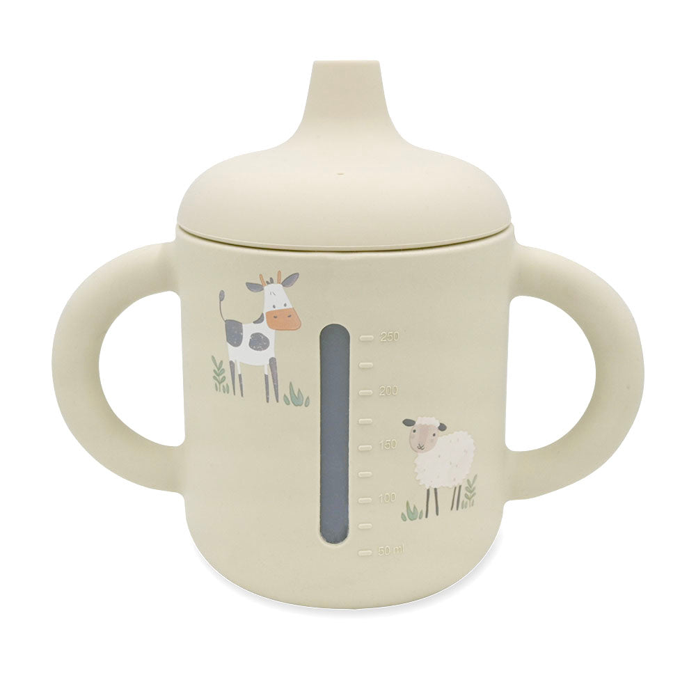 100% Silicone Sippy Cup - Beige/Farm