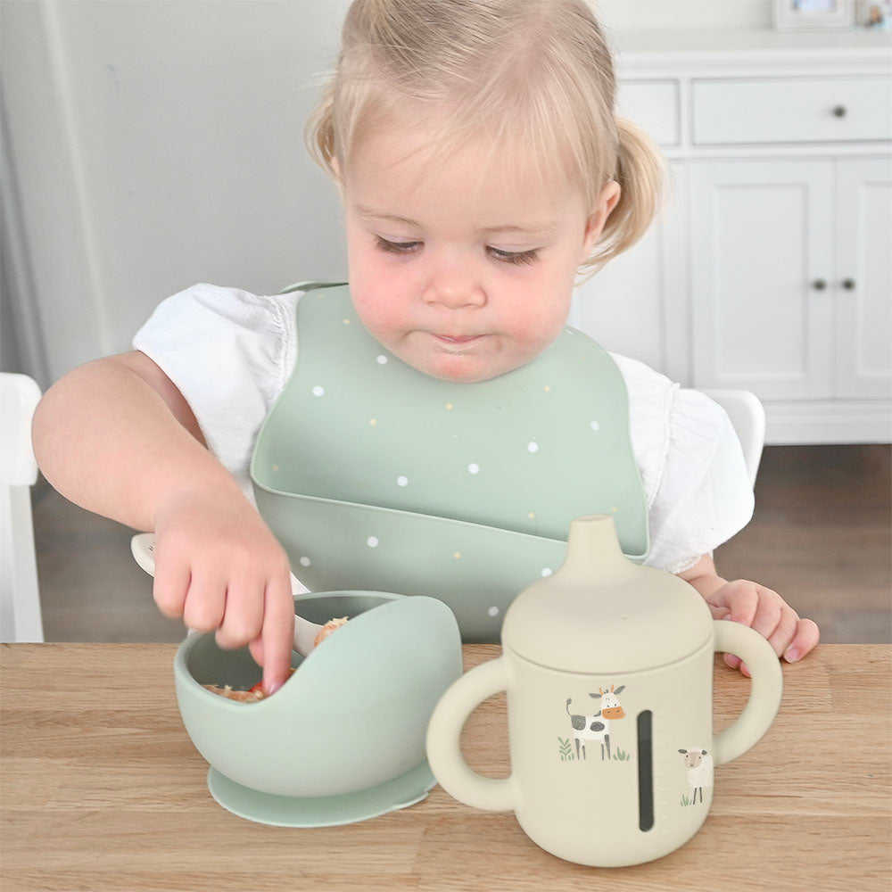 100% Silicone Sippy Cup - Beige/Farm