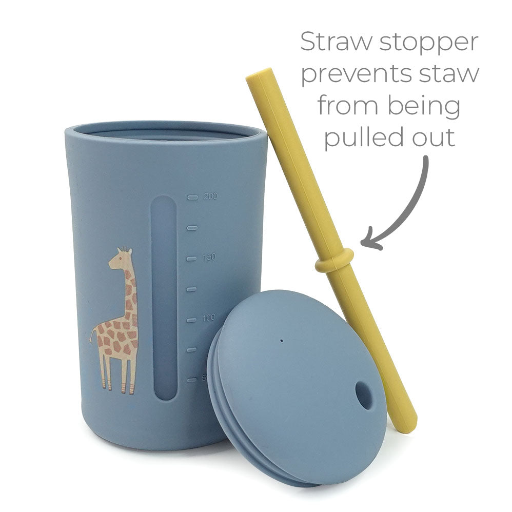 100% Silicone Smoothie Cup - Blue Giraffe