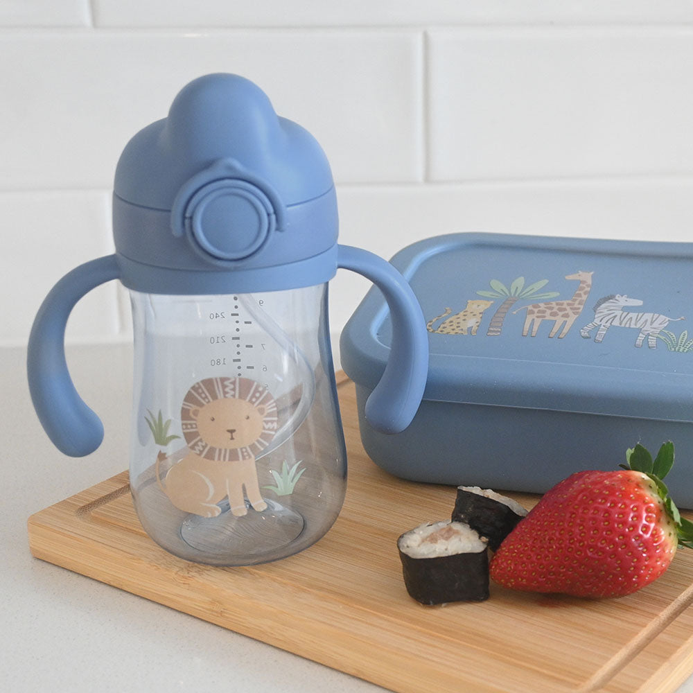 Flip Top Straw Sippy Cup - Blue Lion