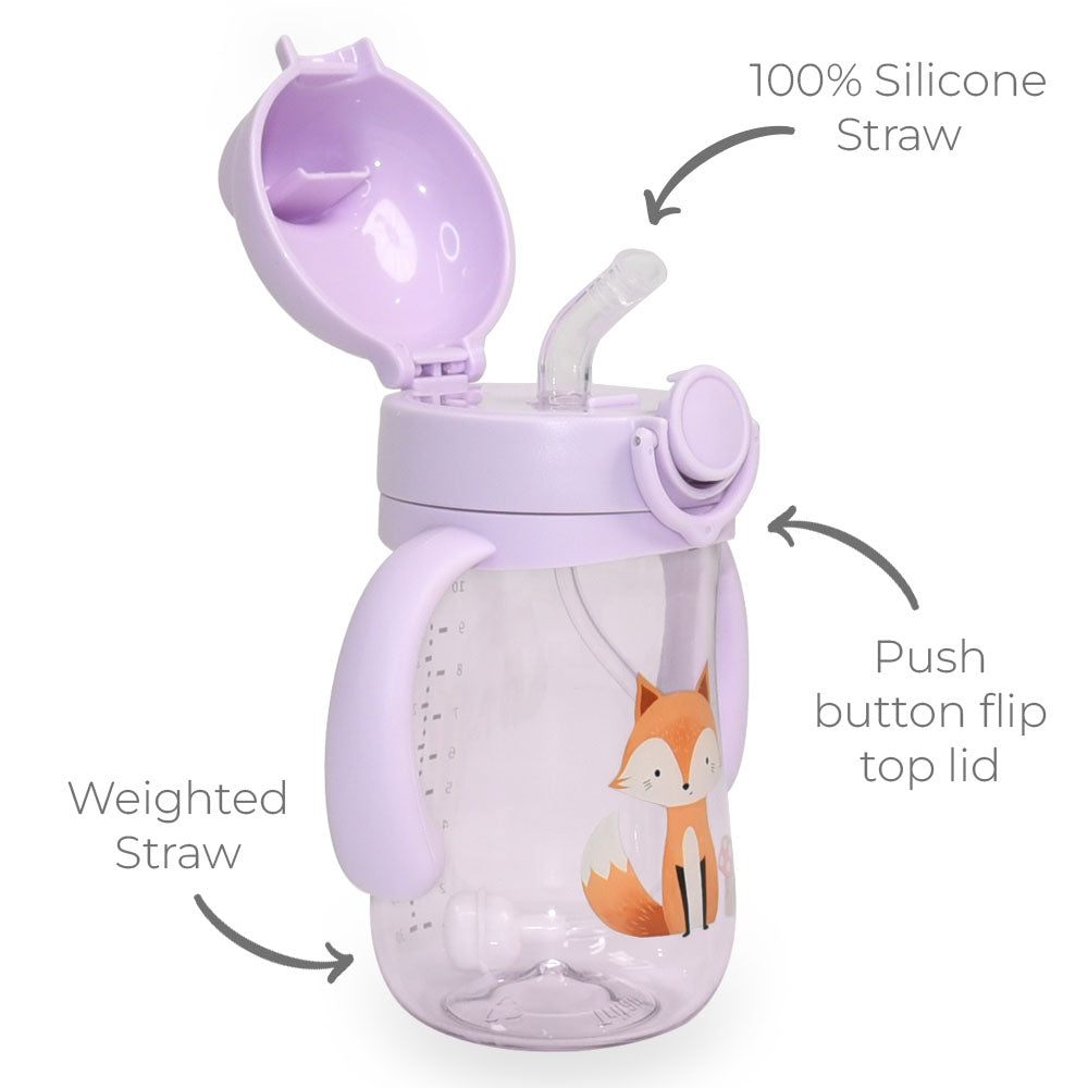 Flip Top Straw Sippy Cup - Lilac Fox