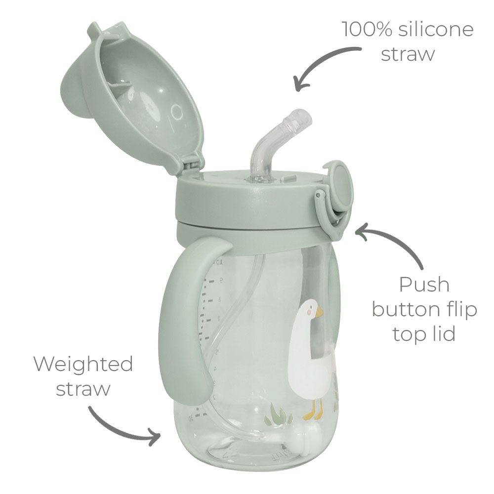 Flip Top Straw Sippy Cup - Sage Goose