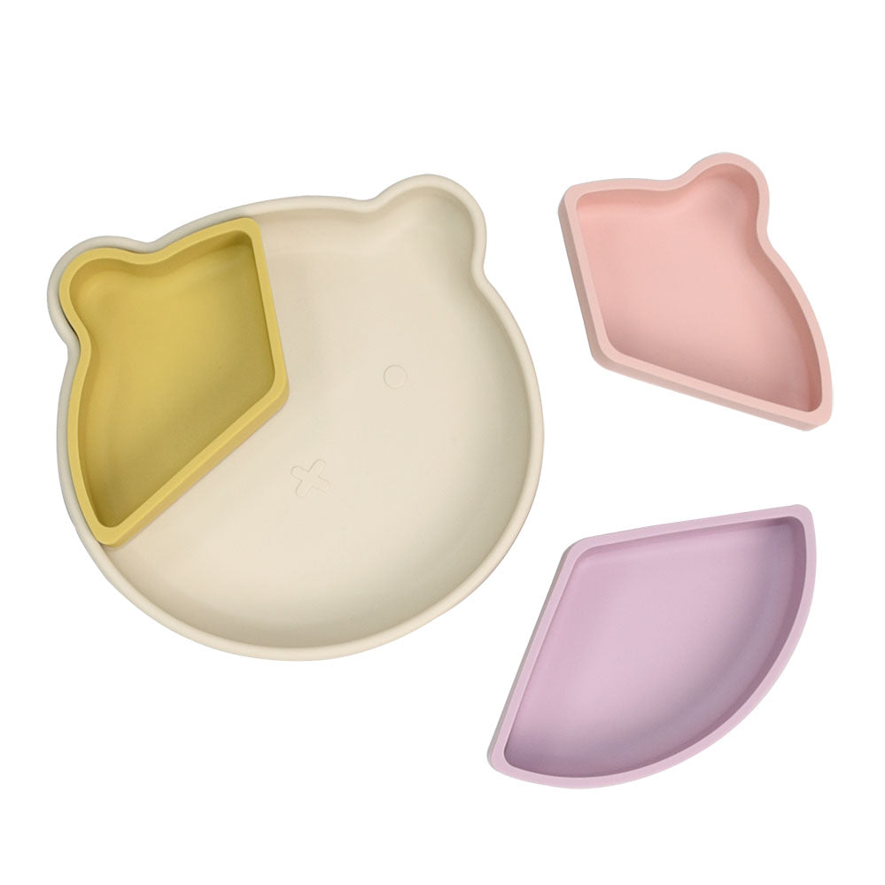 100% Silicone 4pc Bear Divider Plate - Lilac