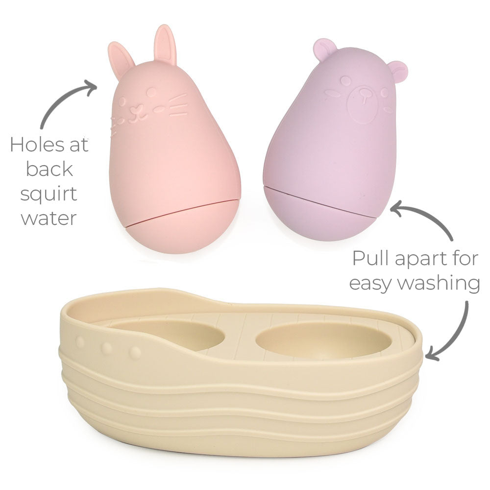 100% Silicone Bath Buddies - Bear and Bunny