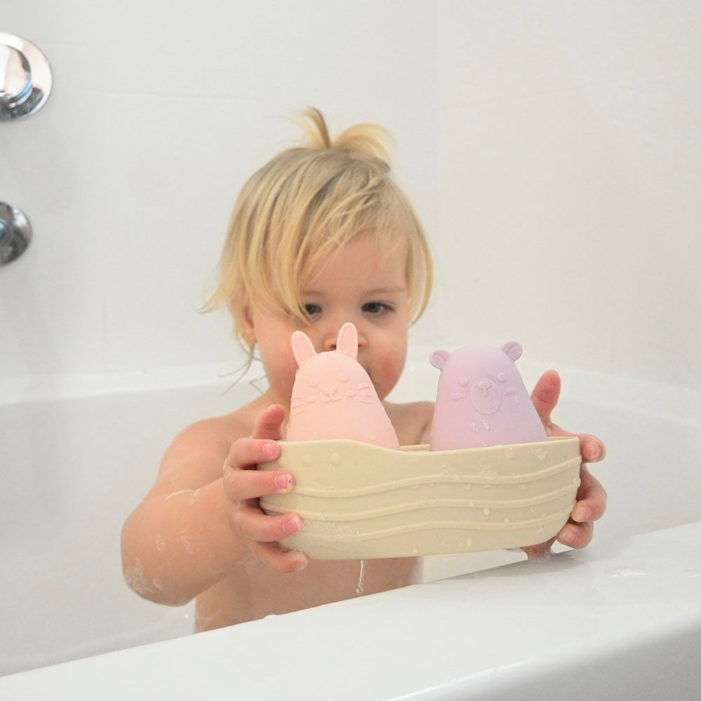 100% Silicone Bath Buddies - Bear and Bunny