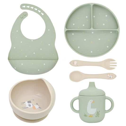 100% Silicone 6pc My First Feeding Set - Down at the Farm