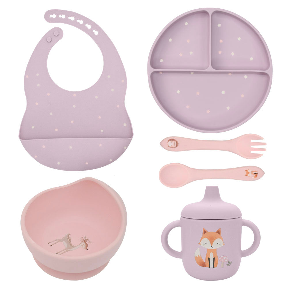 100% Silicone 6pc My First Feeding Set - Forest Friends