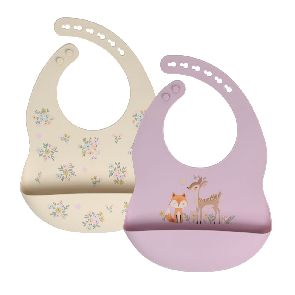 100% Silicone 2pk Baby Bib - Forest Friends