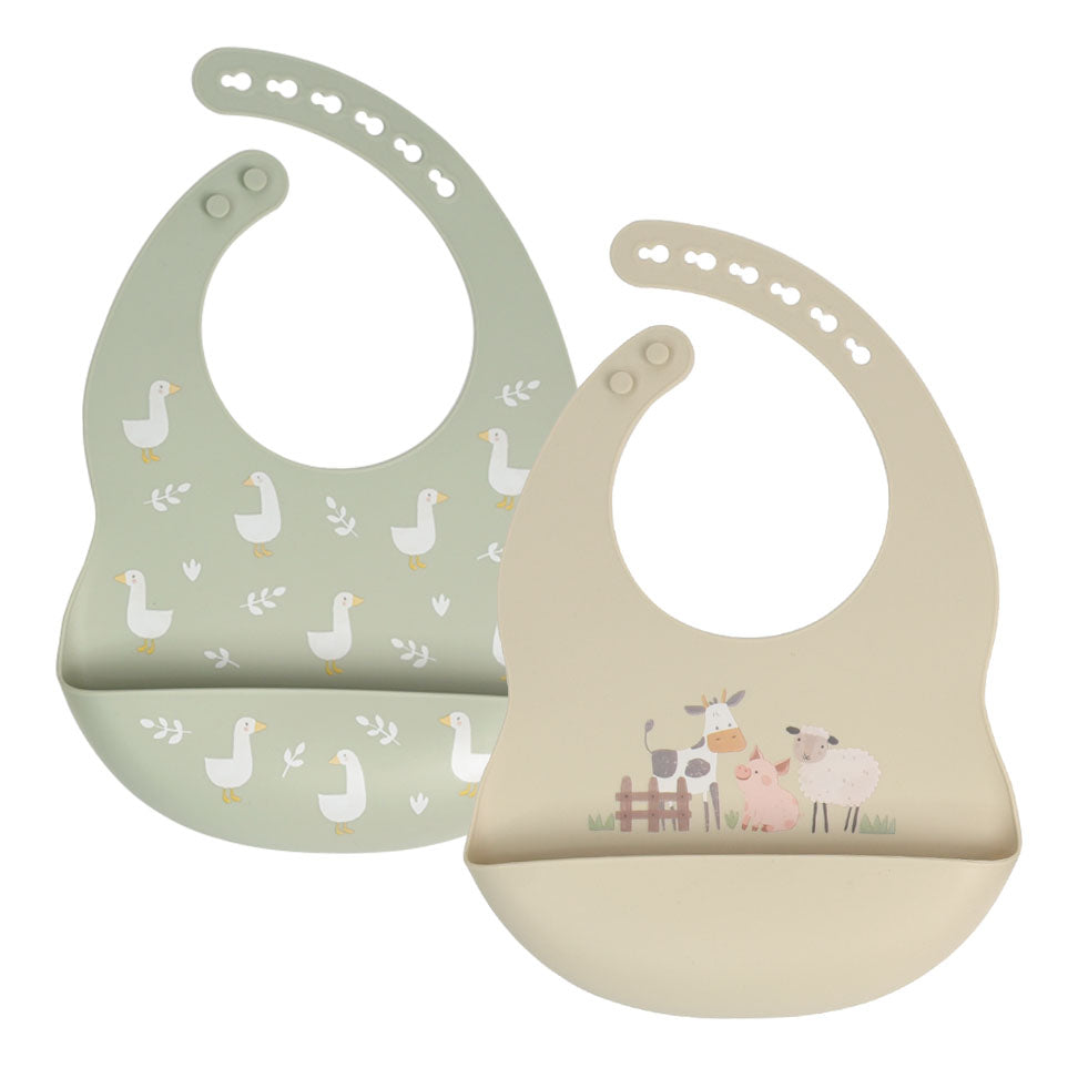 100% Silicone 2pk Baby Bib - Farm