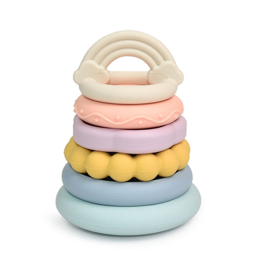 100% Silicone Stacking Teether - Rainbow