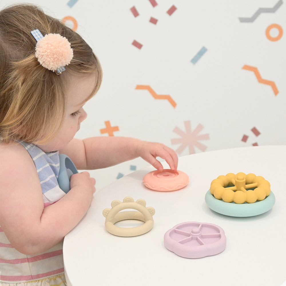 100% Silicone Stacking Teether - Rainbow