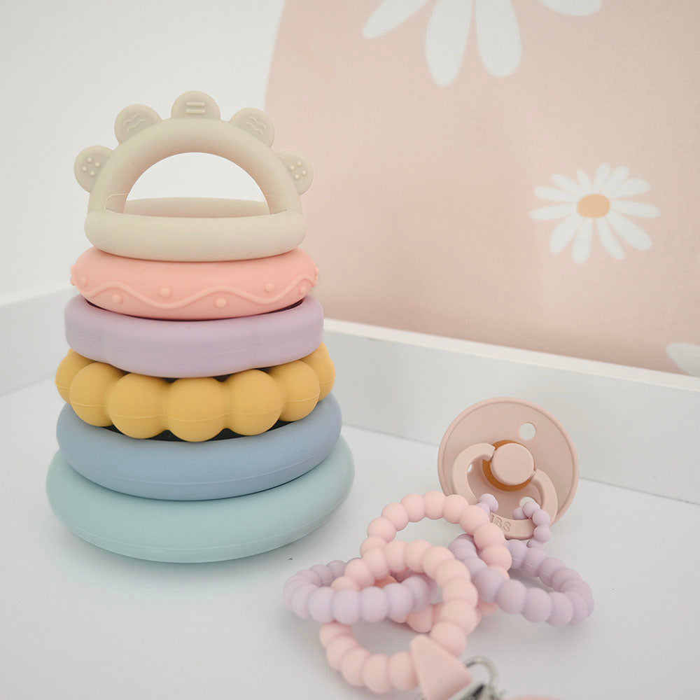 100% Silicone Stacking Teether - Rainbow