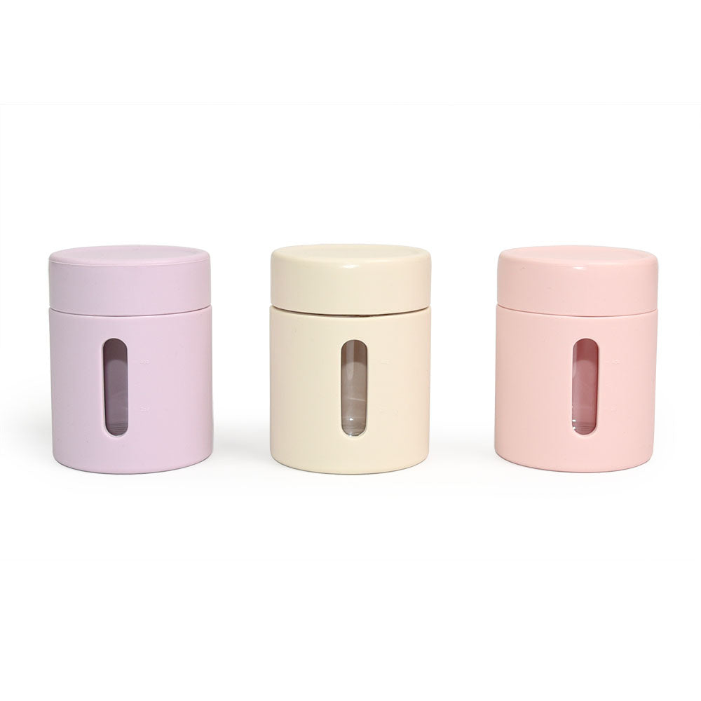 3pk Silicone Glass Food Jar - Blush/Lilac/Cream